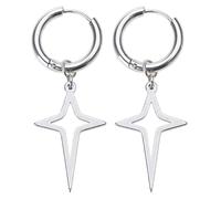 YUNNESS Gothic Punk Style Metal Drop Earrings Black/Silver Color Star Cross Pendientes Fashion For Women Men Rock Jewelry