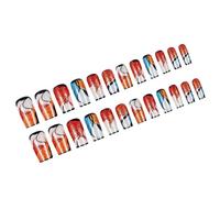 YUNNIAN 24 Pieces French Styles Press On Nails Glossy Artificial Nails with Unique Designs Glitters False Nails for Women