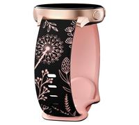 YUNNIAN Engraved Silicone Watch Band Repalcement for 20mm Width Intelligent Watch Dandelions Design Watch Straps