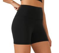 YUNOGA Women's High Waisted Yoga Short 6" Inseam Workout Athletic Biker Shorts - Black - Medium