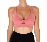 YUNOGA Women's Workout Push Up Bras Twist Front Cropped Yoga Bra with Removable Pads and Supportive Criss Cross Back, Rose Pink, S