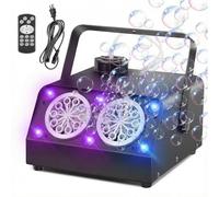 Yunova Bubble Machine with Remote & Timer, Dual Nozzle Electric Blower with 34oz Solution, 100,000+ Bubbles/Min, 6 RGB Colors (Fixed/Fade/Flash) for Wedding, DJ Stage, Party (3M Cord)