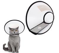 Yunova Cat Cone Collar to Stop Licking - Transparent Adjustable E-Collar for Cats & Small Dogs - ABS Soft Edge Protective Recovery Cone, 23-27cm, One Piece, White