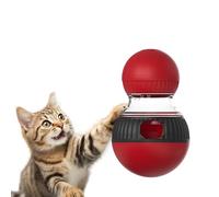 Yunova Interactive Cat Toy Ball with Food Dispensing Puzzle Feeder - Rotating, Squeaky Sound & Hunting/Calming Modes - ABS Chew Ball for Cats & Kittens, Red, 7cm