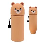 Yunova Legami Bear Silicone Pencil Case, Cute Pencil Case for Children and Adults, Brown, Eco-Friendly, Kawaii Desk Organiser, Gift, Office, School