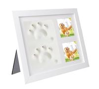 Yunova Pet Memorial Frame with Paw Print & Clay Imprint Kit for Pets - Ceramic Keepsake Frame for 22x28 cm Photo - Heartfelt Gift for Pet Loss, Remembrance, Adoption, Birthday (White)