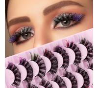 Yunova Russian Strip Lashes 3D Fluffy False Eyelashes, Lightweight Feather-Like Manga Lashes with Cotton Lash Band, Seamless Natural Fit for Big Eye Makeup Look, 7 Pairs Reusable Volume Lashes