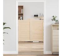 Yunovire Swing Doors Natural Solid Pine 90 x 50 cm Pair with Slat Design for Indoor Use, Robust Front Door Alternative with Stylish Look and Practical Air Circulation