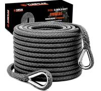 YUNPEAK Synthetic Winch Rope Line, 3/8 Inch x 50 Ft 27,000 LBS Winch Rope Extension,Synthetic Winch Extension Cable Line for Off Road Vehicle ATV UTV SUV Jeep （Gray）