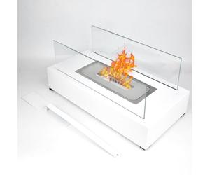 Yunpixx Indoor Tabletop Firepit Your Portable Indoor Outdoor Garden Fire Pit with Dancing Flames Modern Design and Robust Steel Base(White)