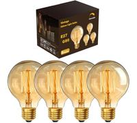 YUNRRD Vintage Edison Light Bulbs,E27 Dimmable Screw Edison Bulbs,Incandescent Light Bulb,Retro Filament Lamp Warm White Bulb 40w G80 220V,4 Packs