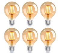 YUNRRD Vintage Light Bulb E27 Screw LED Edison Bulb,4W(40W Equilavent) G80 E27 Edison Screw Light Bulbs,Warm White 2700K ES LED Filament Bulbs,Antique Style Retro Amber Glass,400LM,Pack of 6