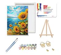 Yunruily Paint by Numbers Kits for Adults with Framed - Sunflower Paint by Numbers for Adults Canvas,Painting by Number Adult for Gifts Home Wall Decor 8X12inch