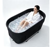 YUNRUX Portable Bathtub for Adults Height≤1.9m Foldable Inflatable Ice Bath Tub 150kg Load Capacity Mobile Cold Plunge Tub Indoor Outdoor Area 115 * 57 * 55cm Ice Bath Cold Plunge Tub with Pump Black