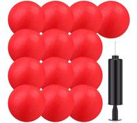 Yunsailing 12 Dodgeballs Bulk Operation Christmas 6 Inch Playground Balls, Rubber Bouncy Inflatable Kickball with Pump for Sports Outdoor Handball Games Christian Donation Gifts (Red)