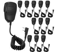 Yunsailing 12 Pcs Speaker Mic for Two Way Radios 2 Pin Walkie Talkies Noise Reduction Shoulder Speaker Microphone K Type Handheld Radio Microphone with PTT and Rotating Clip for Most 2 Way Radio