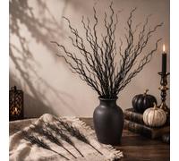 Yunsailing 16 Pcs Christmas Curly Willow Branches, Glitter Christmas Tree Picks 20 inch Christmas Stems Branches for Christmas Tree Winter Home Crafts Wreath Filler (Black,16 Pcs)