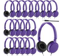 Yunsailing 18 Pack Classroom Headphones Bulk, Wired Headphones,Purple