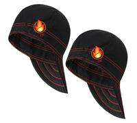 Yunsailing 2 Pcs Welding Cap Flame Resistant Welders Caps Reversible Cotton Soft Short Crown Welders Hats with Elastic for Men Women Electrician(Black, Red)