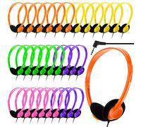 Yunsailing 30 Pack Bulk Headphones Set Over Ear Headphones with Adjustable Headband 3.5mm Plug Headsets Earphones for Learning Program, Computer Lab, Library, Testing & Multimedia Use (Light Color)
