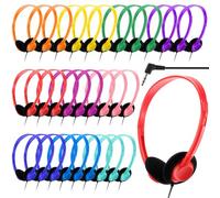 Yunsailing 30 Pack Bulk Headphones Set Over Ear Headphones with Adjustable Headband 3.5mm Plug Headsets Earphones for Learning Program, Computer Lab, Library, Testing & Multimedia Use (Colorful)