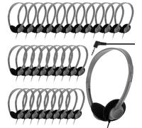 Yunsailing 30 Pack Bulk Headphones Set Over Ear Headphones with Adjustable Headband 3.5mm Plug Headsets Earphones for Learning Program, Computer Lab, Library, Testing & Multimedia Use (Grey)