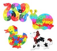 Yunsailing Alphabet Jigsaw Puzzle Wooden Block Toys Alphabet Educational Toddler Puzzle Kindergarten Learning Party Favors Gift Learning (Snake, Snail, Duck, Dog) 4 Pieces