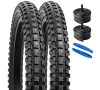 YunSCM 2-Pack 20 inch 30TPI Foldable Tyres 20x2.35 58-406 and 2-Pack 20" Bike Inner Tubes 20 x 2.125/2.40 AV32 mm Valve Compatible with 20x2.30 20x2.35 20x2.40 Bicycle Tyres and Tubes