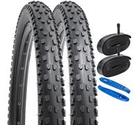 YunSCM 2-Pack 26" Bike Tyres 26x2.10 Tires 54-559 and 26" Heavy Duty Inner Tubes Schrader Valve AV32mm, Compatible with 26x2.0 26x2.1 26x2.125 Mountain Bike Bicycle Tyres and Tubes (W-2115)