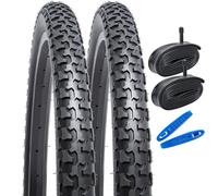 YunSCM 2 Pack 26 inch Foldable Bicycle Tyres 26 x 1.75 47-559 and 26" Inner Tubes AV32mm Schrader Valve Compatible 26x1.75 Mountain Bike Tyre & Tube