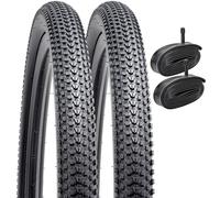 YunSCM 2-Pack 26" Mountain Bike Tyres 26x1.95 Tires 50-559 and 26 inch Bike Tubes AV33mm Valve, Compatible with 26x 1.85 26 x 1.95 26 x 2.0 MTB Bike Tyre and Tubes (Black)