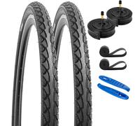 YunSCM 2-Pack 28 inch Bike Tyres 28x1.75 700 x 45C Tires 47-622 and 700C Heavy Duty Bicycle Inner Tube AV48mm Valve, Compatible 45-622 700x45C 700x48C Bike Bicycle Tyres and Inner Tubes(P134)