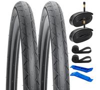 YunSCM 2-Pack 28 inch Bike Tyres 700x35C 28x1.40 Tires 37-622 and 700C Heavy Duty Tubes Schrader Valve AV48mm, Compatible with 700x32C 700x35C 700x38C (34/40-622) Bike Bicycle Tyres and Tubes (W-2113)