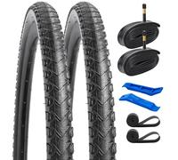 YunSCM 2-Pack 28 inch Road Bike Tyres 700x40C 28x1.60 Tires 40-622 and 700C Heavy Duty Bike Tubes Schrader Valve AV48mm,Compatible with 700x38C 700x40C 700x42C 38/42-622 Bike Tyres and Tubes (P-1027)
