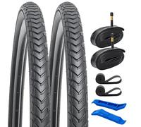 YunSCM 2-Pack 28 Inch Tyres 28x1.60 700x40C Tires 42-622 and 700C Heavy Duty Inner Tubes AV48mm Schrader Valve, Compatible with 700x38C 700x40C 700x42C Bike Bicycle Gravel Tyres and Tubes(W2101)