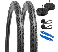 YunSCM 2 Pack 28'' Road Bike Tyres 700x40C 28x1.60 Tires 40-622 and 700C Heavy Duty Bike Tubes AV48mm Schrader Valve and 2 Rim Strips, Compatible with 700x38c 700x40C Bike Bicycle Tires & Tubes(Y1134)