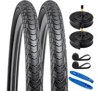 YunSCM 2-Pack 28inch /700C Road Bike Tyres 700x38C ETRTO 38-622 with 28'' Bike Inner Tubes AV48mm Schrader Valve, compatible with 700 x 35c 700 x 38c 700 x 40c Road Bicycle Tyre and Tubes