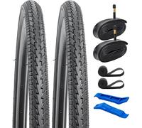 YunSCM 2-Pack 700C Bike Tyres 700x35C 28x1.40 Tires 37-622 and 700C Bike Tubes Schrader Valve AV48mm Compatible 700x32C 700x35C 700x36C 700x38C (34/40-622) Bicycle Tyres and Tubes