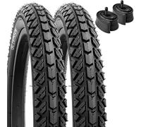 YunSCM 2-Pack Foldable 16" Bike tyres 16x1.95 ETRTO 54-305 and 16" Bike Tubes Schrader Valve Compatible with 16x1.75 16x1.95 16x2.125 Bike tyres and Tubes