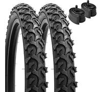 YunSCM 2-Pack Foldable 16 inch Bike Tyres 16x2.125 Tires 57-305 and 16'' Heavy Duty Bike Inner Tubes AV32mm Valve Compatible with 16x2.10 16x2.125 Mountain Bike Tyres and Tubes