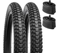 YunSCM 2-Packs 14 inch Bike Tyres 14x2.125 ETRTO 57-254 and 14" Bike Inner Tubes 14x1.75/2.125 Schrader Valve Compatible with 14x2.10 14x2.125 14x2.25 Road Bike Tires and Tubes