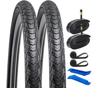 YunSCM 2 Packs 28'' Bike Tyres 700x32C Tires 32-622 and 700C Heavy Duty Bike Inner Tubes AV48mm Schrader Valve, Compatible with 700 x 32C 700 x 35C Road Bike Bicycle Tires and Tubes (A-207)