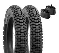 YunSCM 2-PCS 14" Folding Bike Tyres 14x1.95 53-254 and 14 inch Heavy Duty Bike Tubes AV32mm Schrader Valve, Compatible with 14x1.95 14x2.0 Kid Bike Bicycle Tires and Tubes