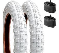 YunSCM 2-PCS 14" White Bike Tyres 14x2.125 57-254 Bicycle Tyre and 14" Heavy Duty Bike Tubes Schrader Valve Compatible with 14x2.1 14 x 2.125 MTB/Off Road Bicycle Tyres and Tubes