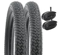 YunSCM 2-PCS 16" Foldable Bike Tyres 16x2.125 57-305 Bicycle Tyre and 16inch Bike Inner Tubes AV32mm Schrader Valve, Compatible with 16x2.10 16x2.125 Kid/Stroller/Scooter/Push Bike Tyres and Tubes