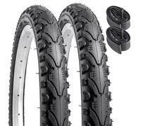 YunSCM 2-PCS 16 inch Bike Tyres 16X1.75 47-305 Foldable Tyres and Heavy Duty Bike Inner Tubes AV32mm Schrader Valve, Compatible with 16X1.75 Road Gravel Bike Tyre and Tubes