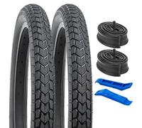 YunSCM 2-Pcs 20" Bike Tyres 20x2.10 ETRTO 54-406 and 20" Heavy Duty Bike Tubes Schrader Valve Compatible with 20x2.0 20x2.1 20x2.125 Bike Bicycle Tyres and Tubes (W-2110)