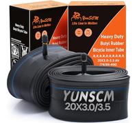 YunSCM 2-PCS 20" Heavy Duty Fat Bike Tubes 20x3.0 20x3.50 76/90-406 AV32mm Schrader Valve Compatible 20x3.0/3.50 Road/MTB/Electric Bike/Bicycle Tire Tube