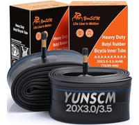YunSCM 2-PCS 20x3 E-Bike Heavy Duty Bike Tubes 20x3.0 20x3.50 76/89-406 Fat Tyre Tube AV48mm Schrader Valve Compatible with 20x3.0/3.5 Mountain/Road/e Bike/Bicycle Tube