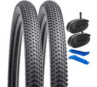 YunSCM 2-PCS 24" Bike Tyres 24x1.95 and 24" Heavy Duty Bike Tubes Schrader Valve AV32mm Compatible with, 50-507 24x1.85 24x1.90 24x1.95 24x2.0 MTB/Off Road Bike Bicycle Tyres and Tubes
